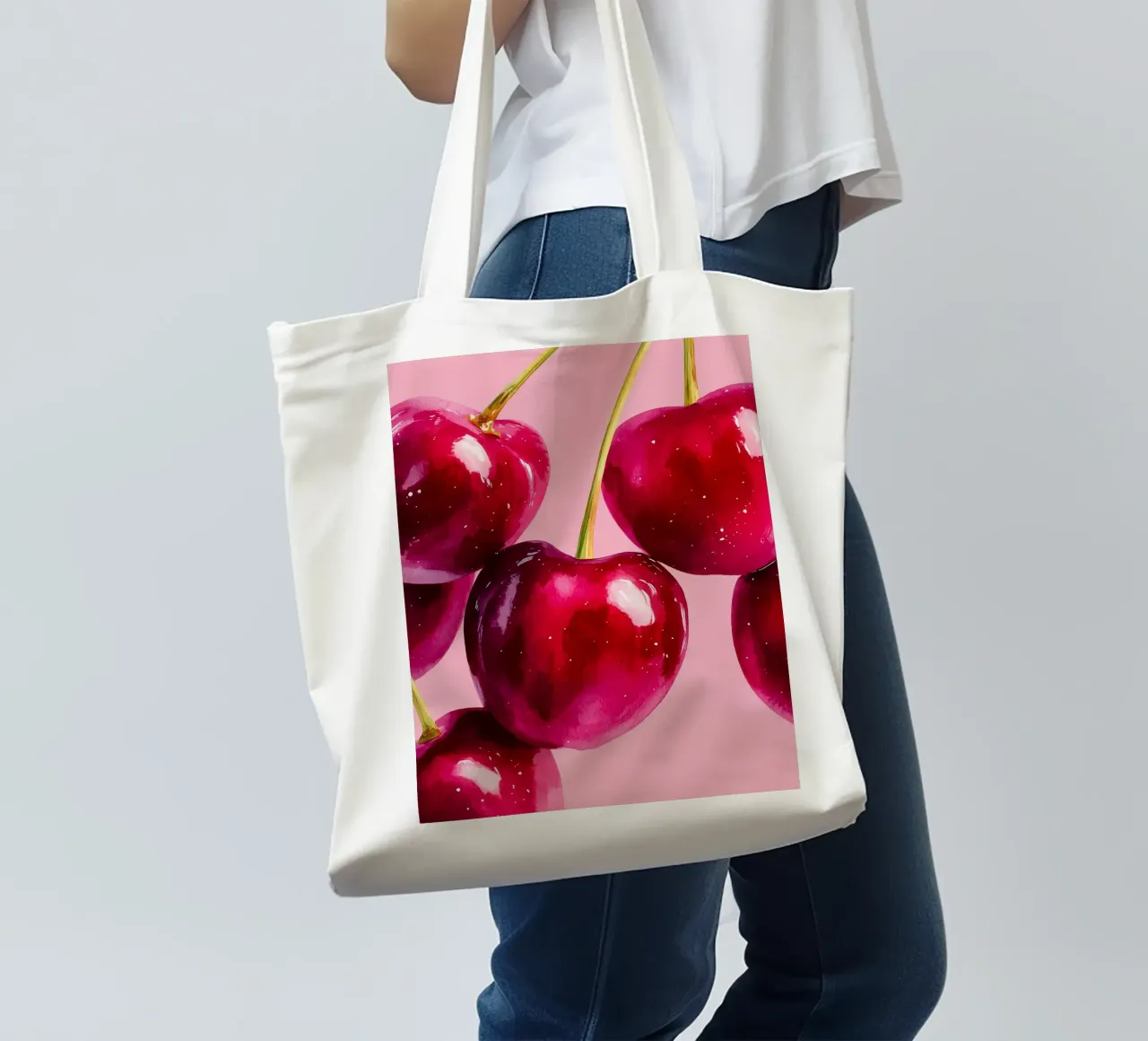 Ciliegie rosse succose borsa in juta da Spice & Style