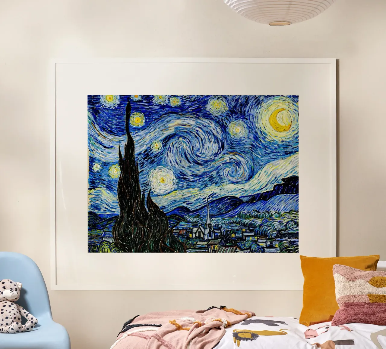 vue de la nuit étoilée sur un village poster avec cadre en aluminium de Piper Shop Oke