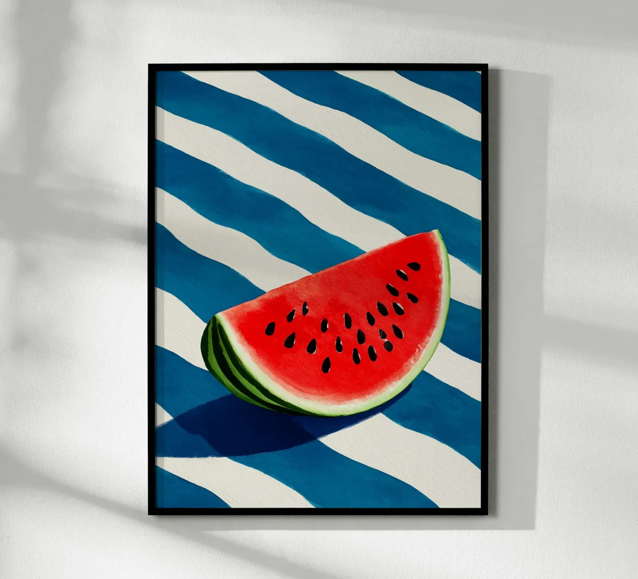 Sommer-Wassermelone in Aquarellfarben Poster mit Holzrahmen von Spice & Style