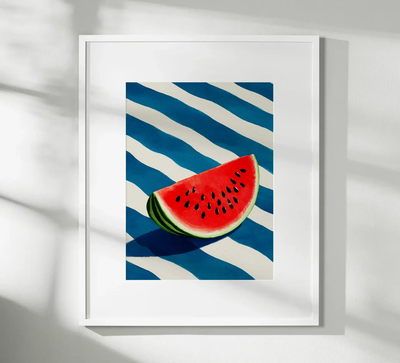 Sommer-Wassermelone in Aquarellfarben Poster mit Holzrahmen von Spice & Style