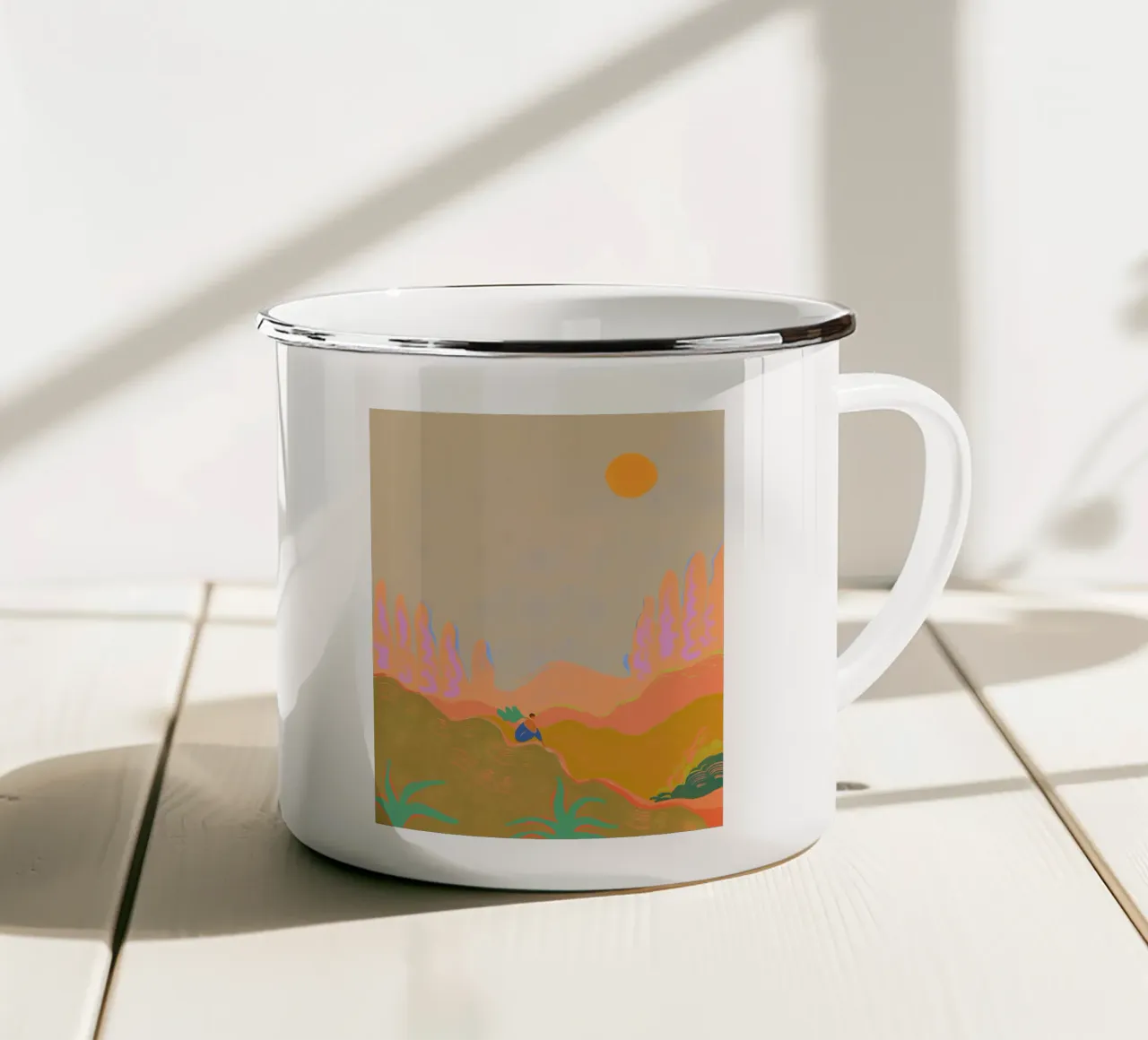 Wide open Spaces taza de esmalte de Arty Guava