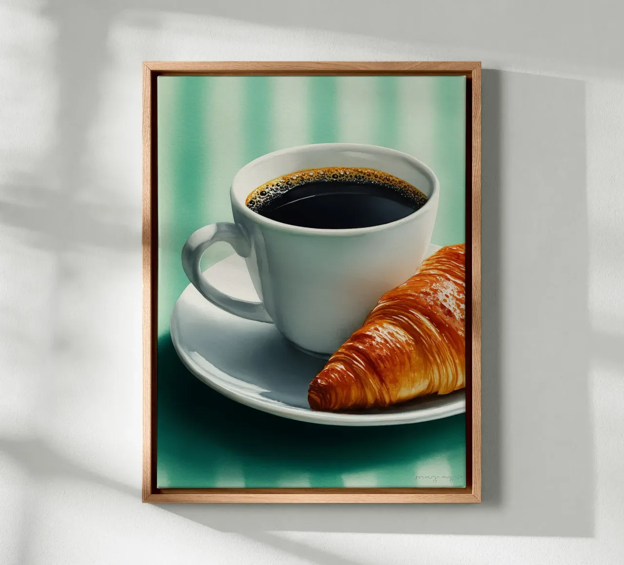 Caffè e croissant del mattino tela con Cornice a cassetta da Spice & Style