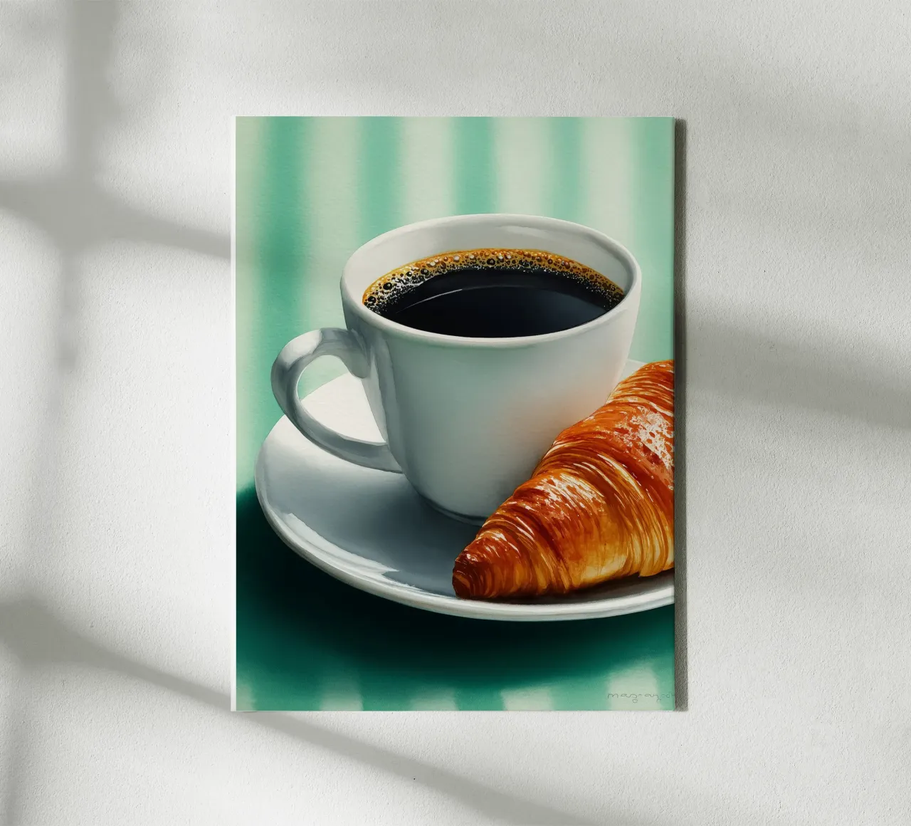 Caffè e croissant del mattino tela con Cornice a cassetta da Spice & Style