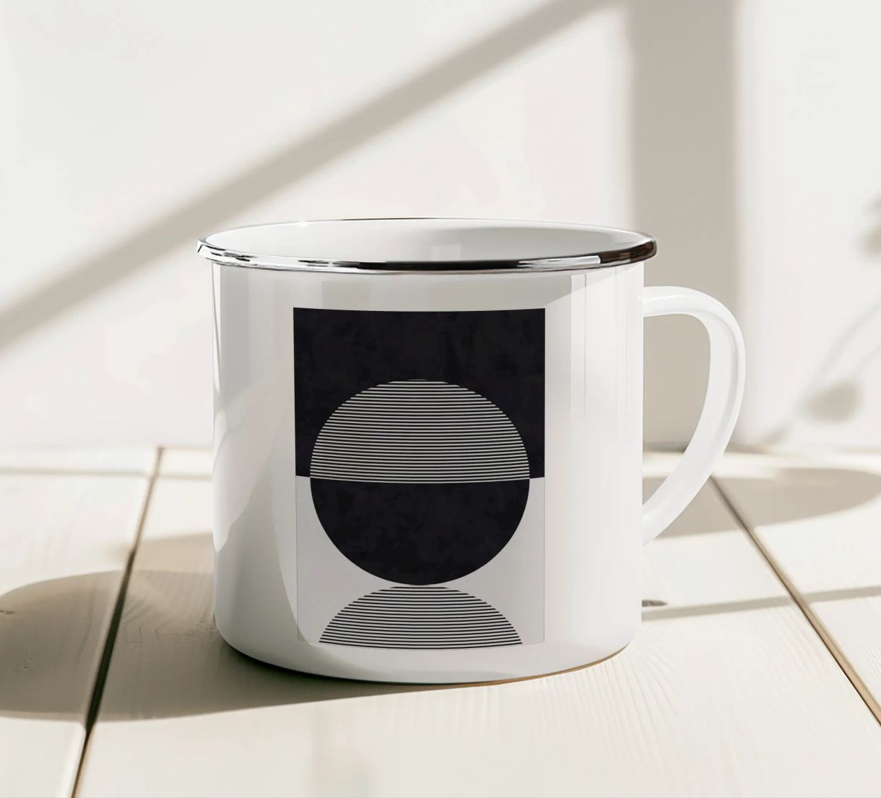 linee circolari linee orizzontali tazza in smalto da Matthew W Smith
