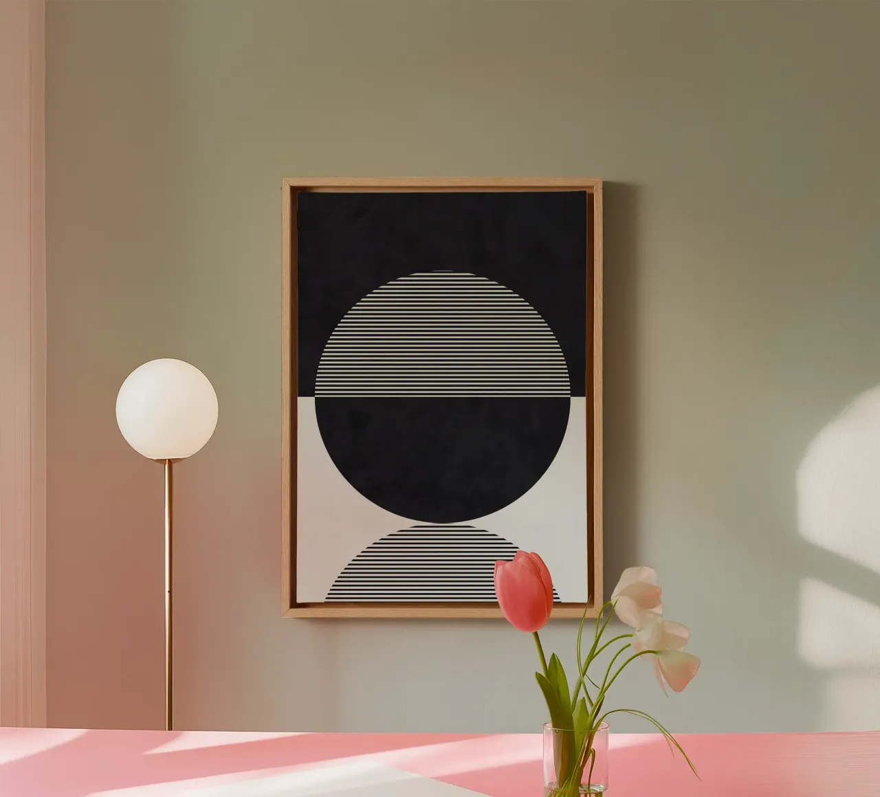 circle lines horizontal lines canvas by Matthew W Smith