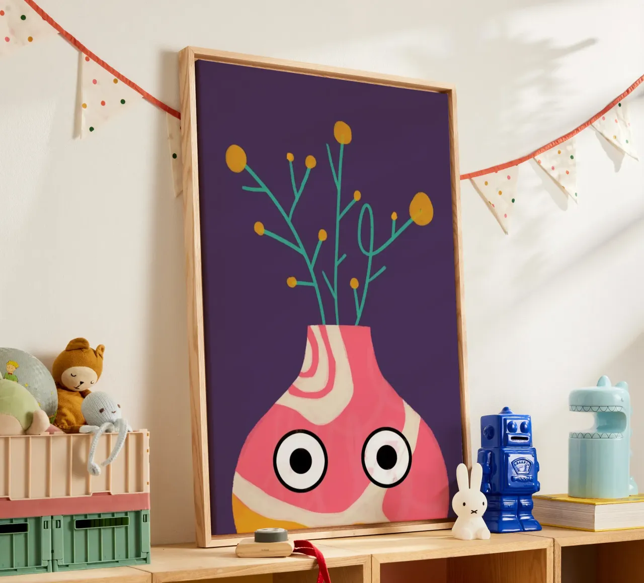 Curious Vase canvas with Floater frame by Doozal