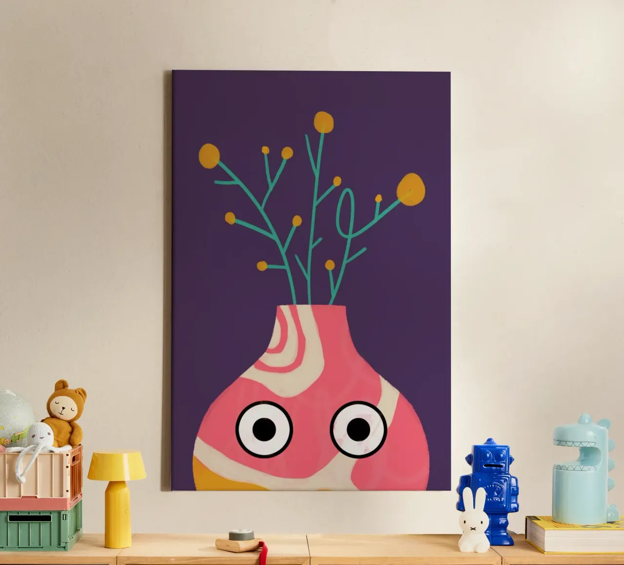 Curious Vase canvas with Floater frame by Doozal