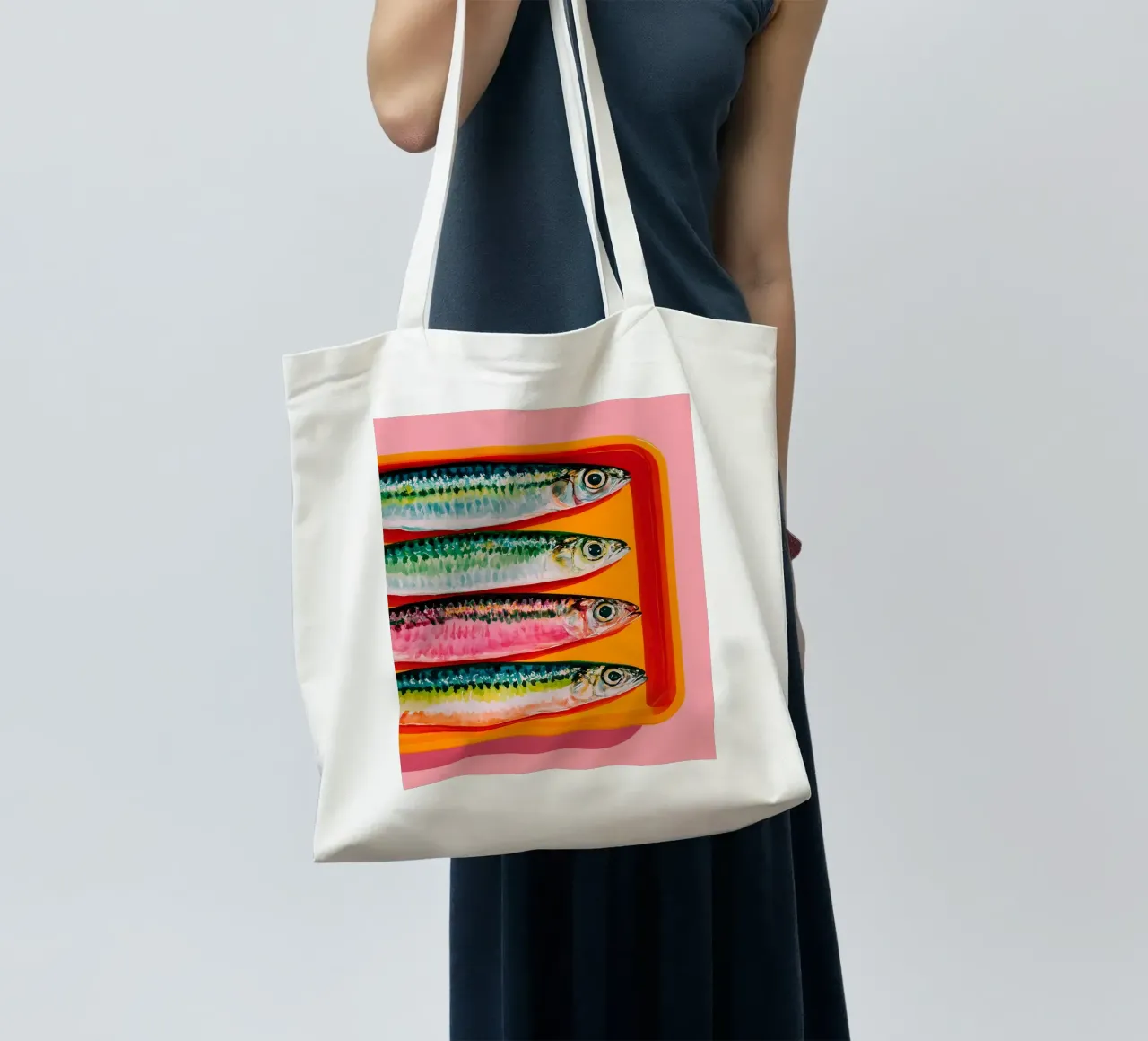 Sardine artistiche in fila borsa in juta da Spice & Style