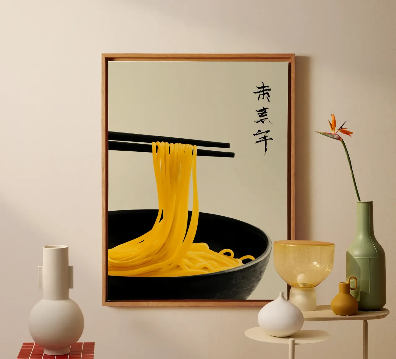 Spostamento degli spaghetti ramen tela con Cornice a cassetta da Spice & Style