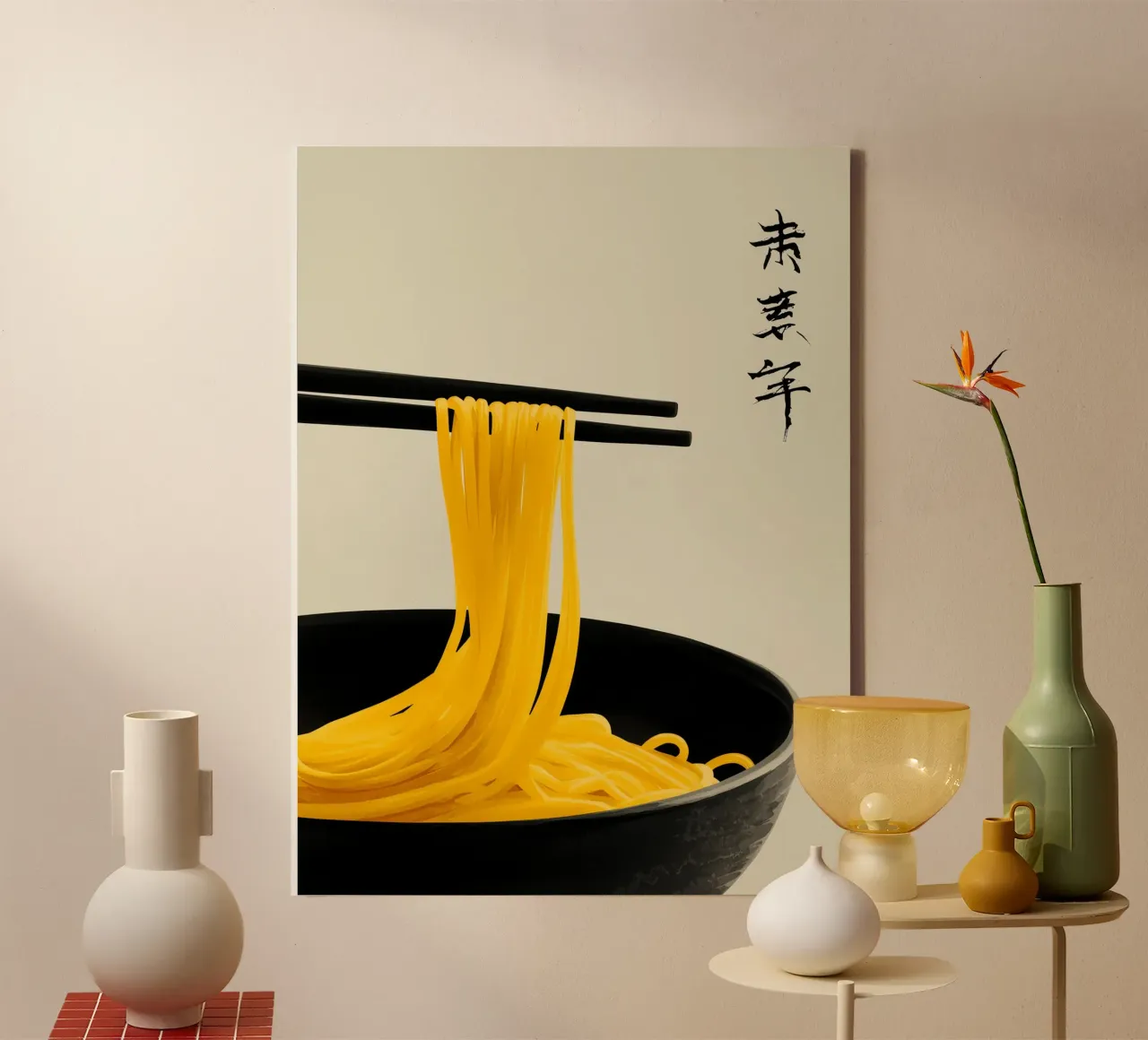 Spostamento degli spaghetti ramen tela con Cornice a cassetta da Spice & Style