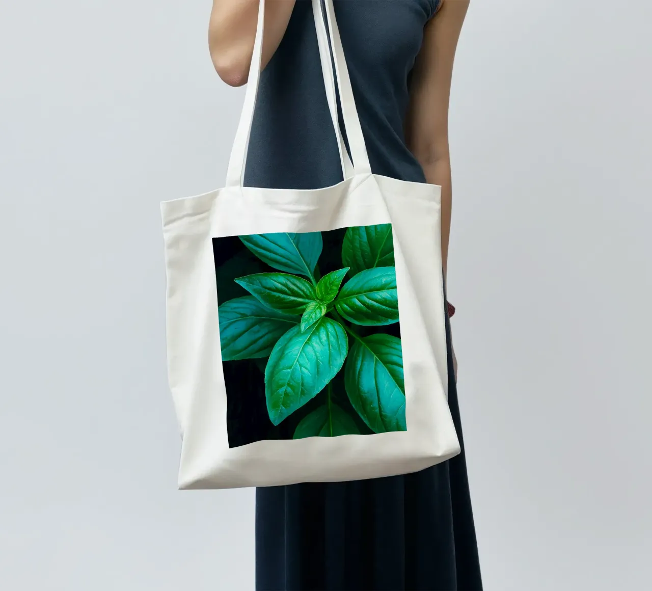 Foglie di basilico in vernice borsa in juta da Spice & Style