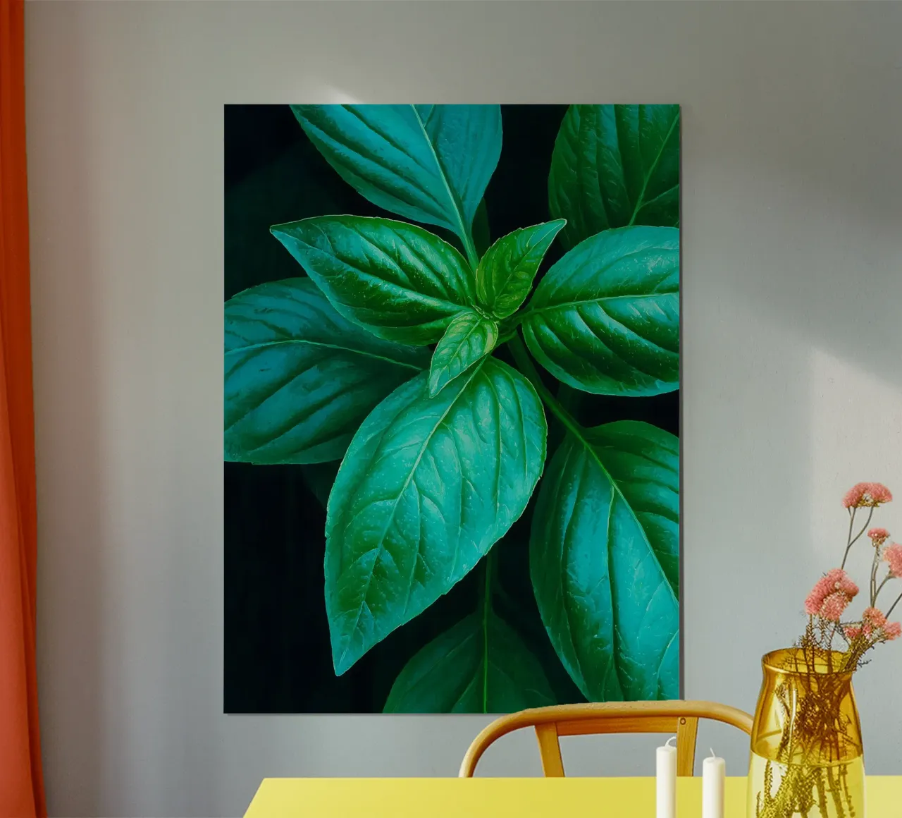 Foglie di basilico in vernice poster con telaio in alluminio da Spice & Style