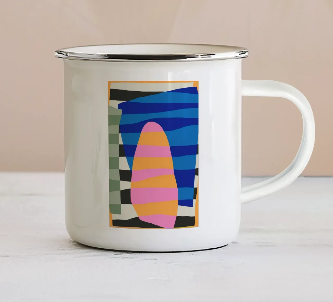 Collage di strisce colorate 03 tazza in smalto da Little Dean