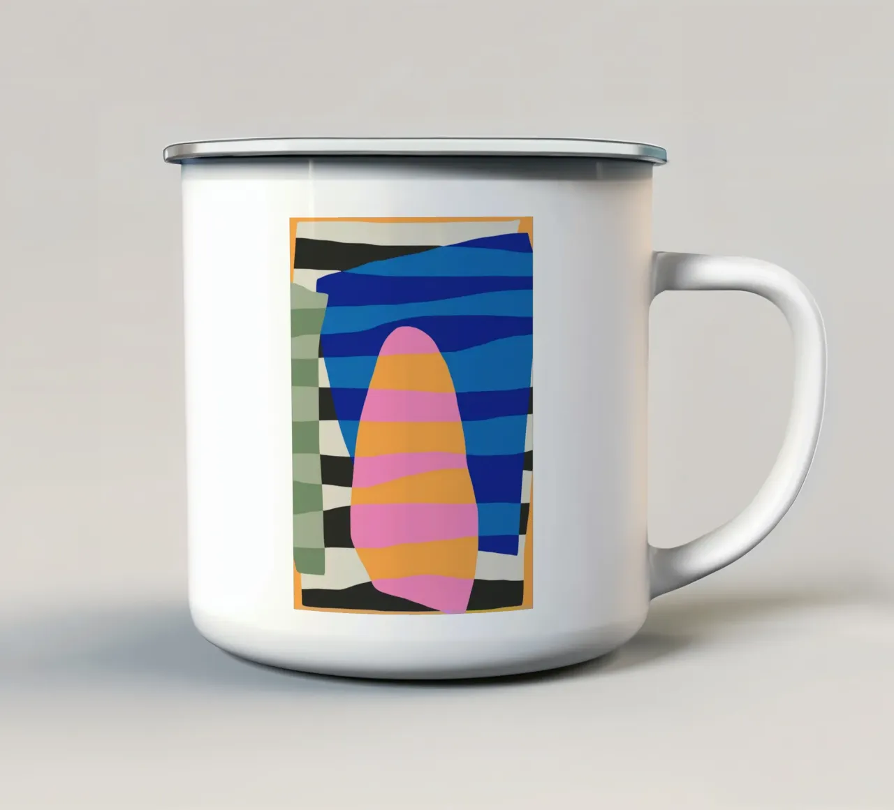 Collage di strisce colorate 03 tazza in smalto da Little Dean