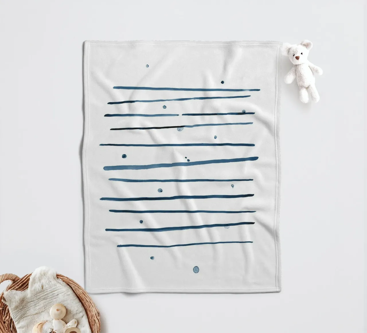 Astrazione acquerello 1 - Blu marino coperta in pile da NouveauPrints