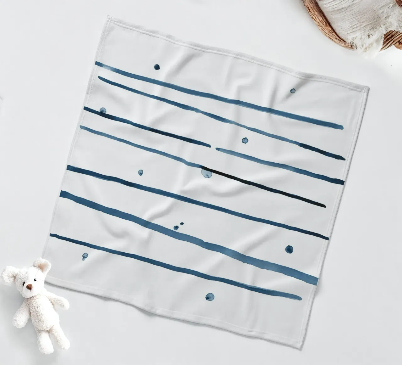 Astrazione acquerello 1 - Blu marino coperta in pile da NouveauPrints