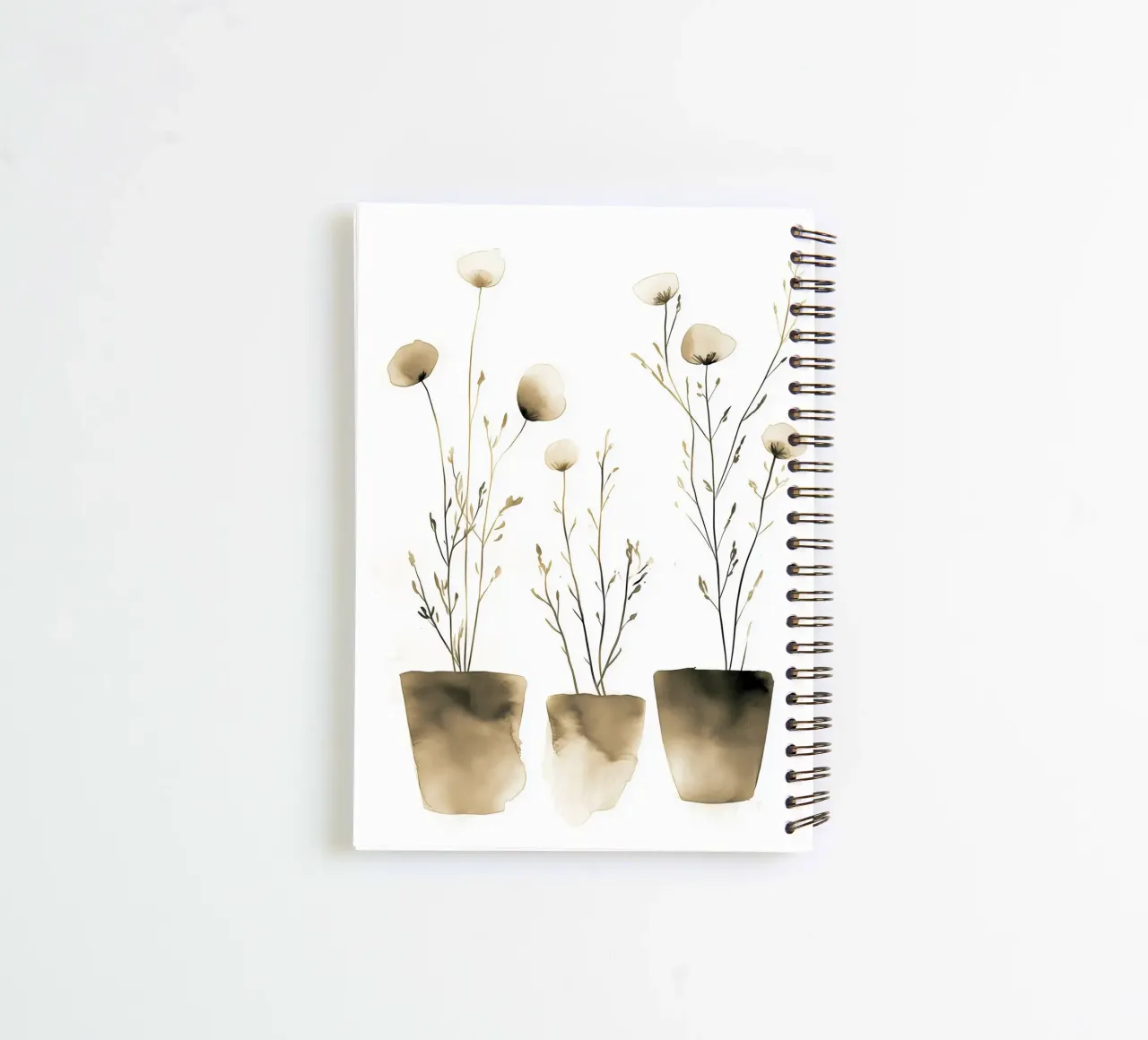 Three potted plants spiral notebook by Justyna Jaszke JBJart