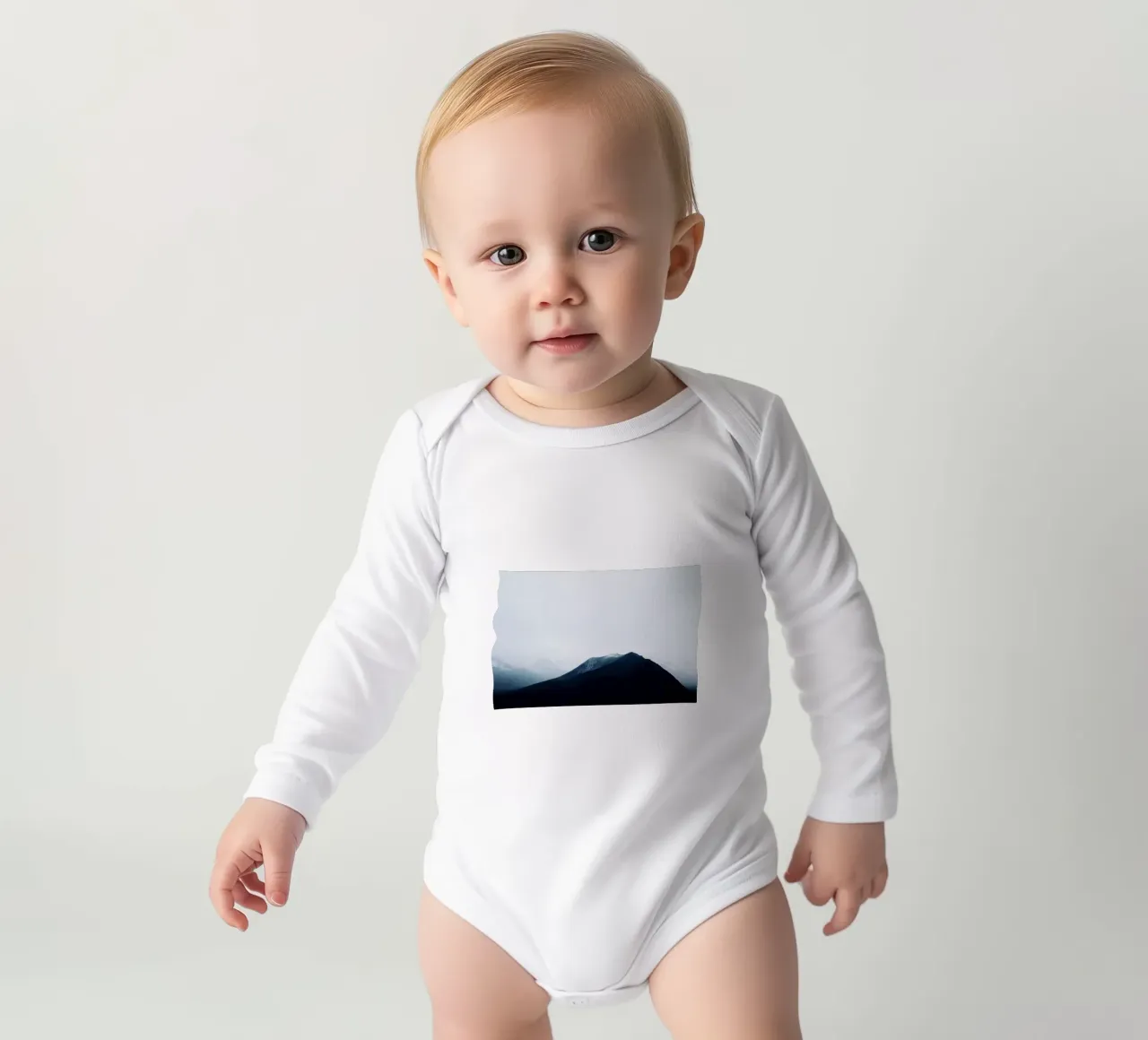 Iceland Black Mountain long-sleeve baby romper by KISSA STUDIO