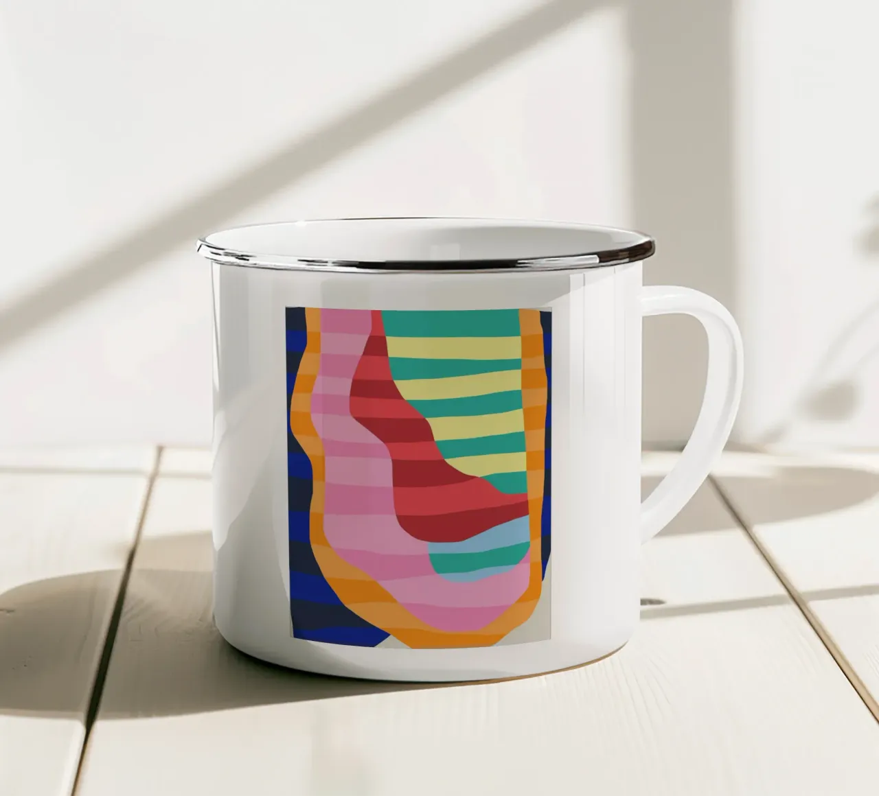 Collage di strisce colorate 04 tazza in smalto da Little Dean