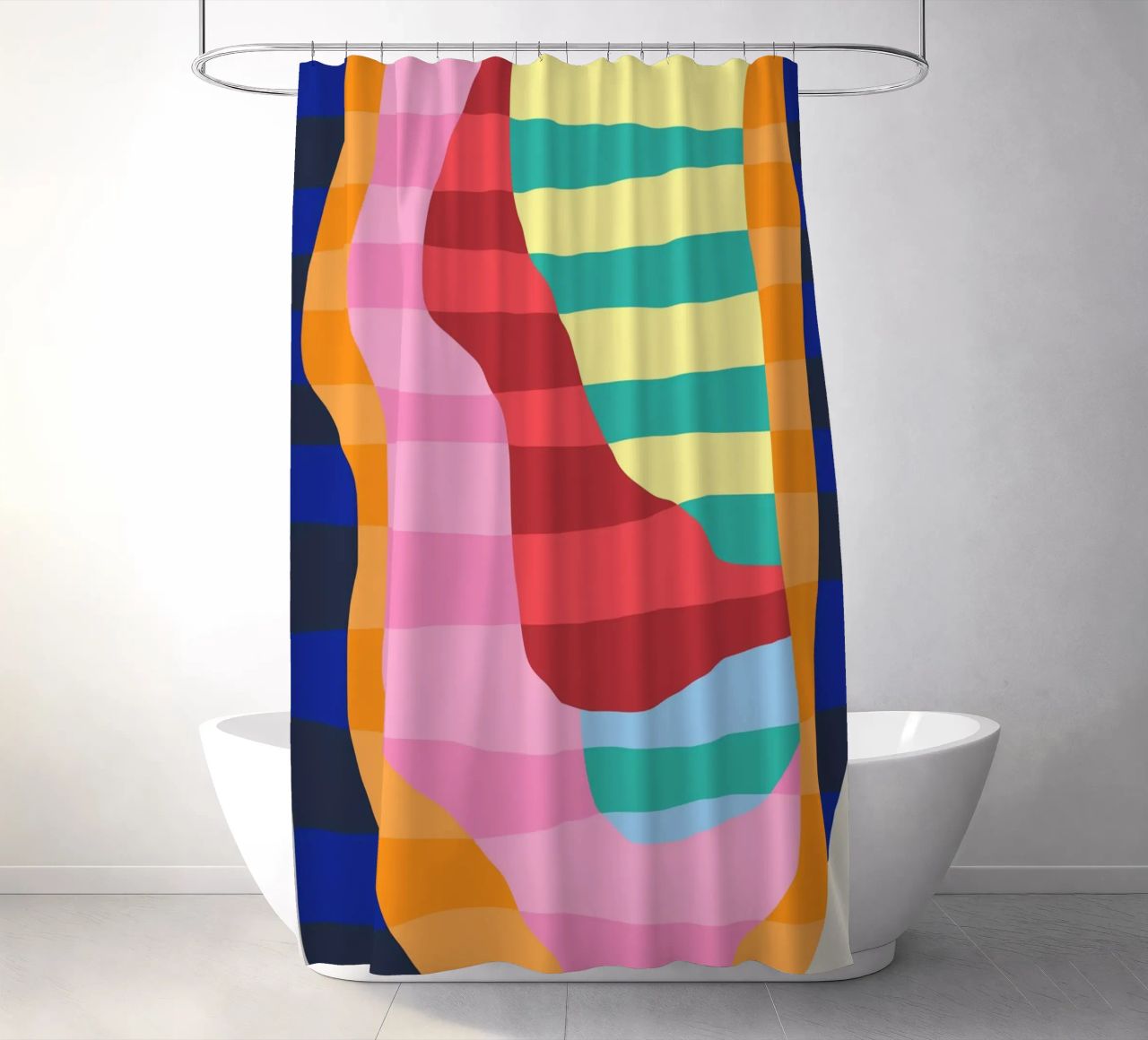 Color stripe collage 04 shower curtain by Little Dean