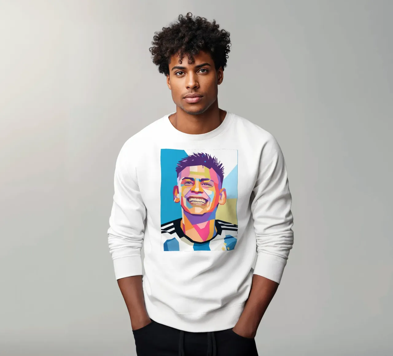 Claudio Echeverri pop-art portret sweatshirt van Hantamrata