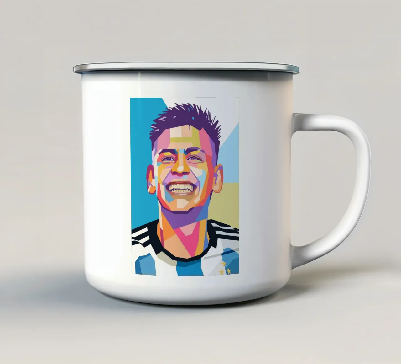 Claudio Echeverri retrato pop art taza de esmalte de Hantamrata