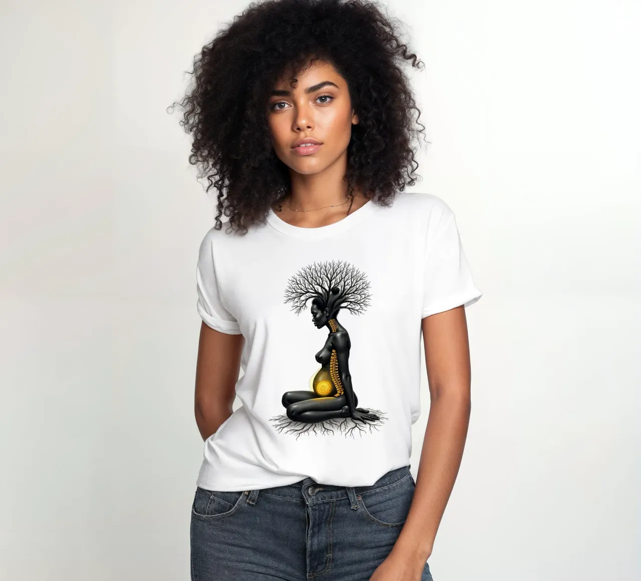 Goldene Töchter: Mutter verwurzelt im Licht Frauen T-Shirt von Dustlight Atelier