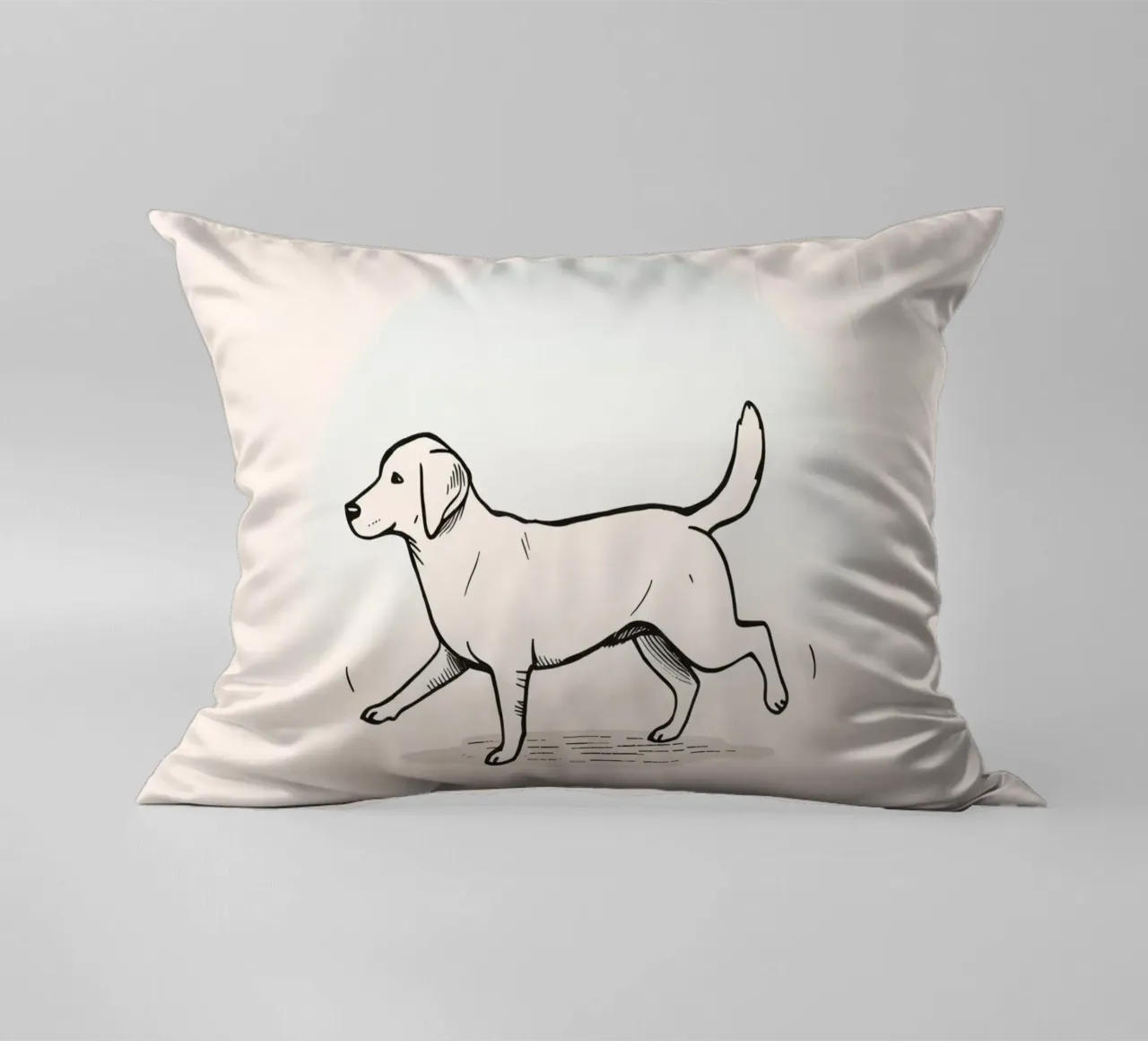 Chien marchant sur un fond clair avec une mise au point douce coussin de DesignDoodle