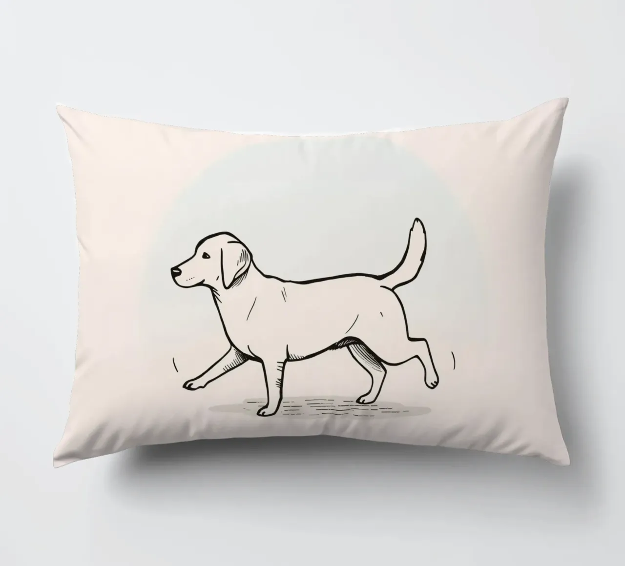 Chien marchant sur un fond clair avec une mise au point douce coussin de DesignDoodle