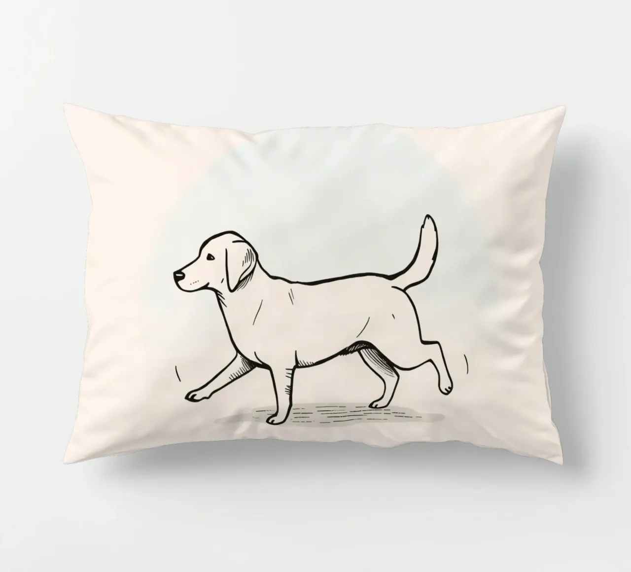 Chien marchant sur un fond clair avec une mise au point douce coussin de DesignDoodle