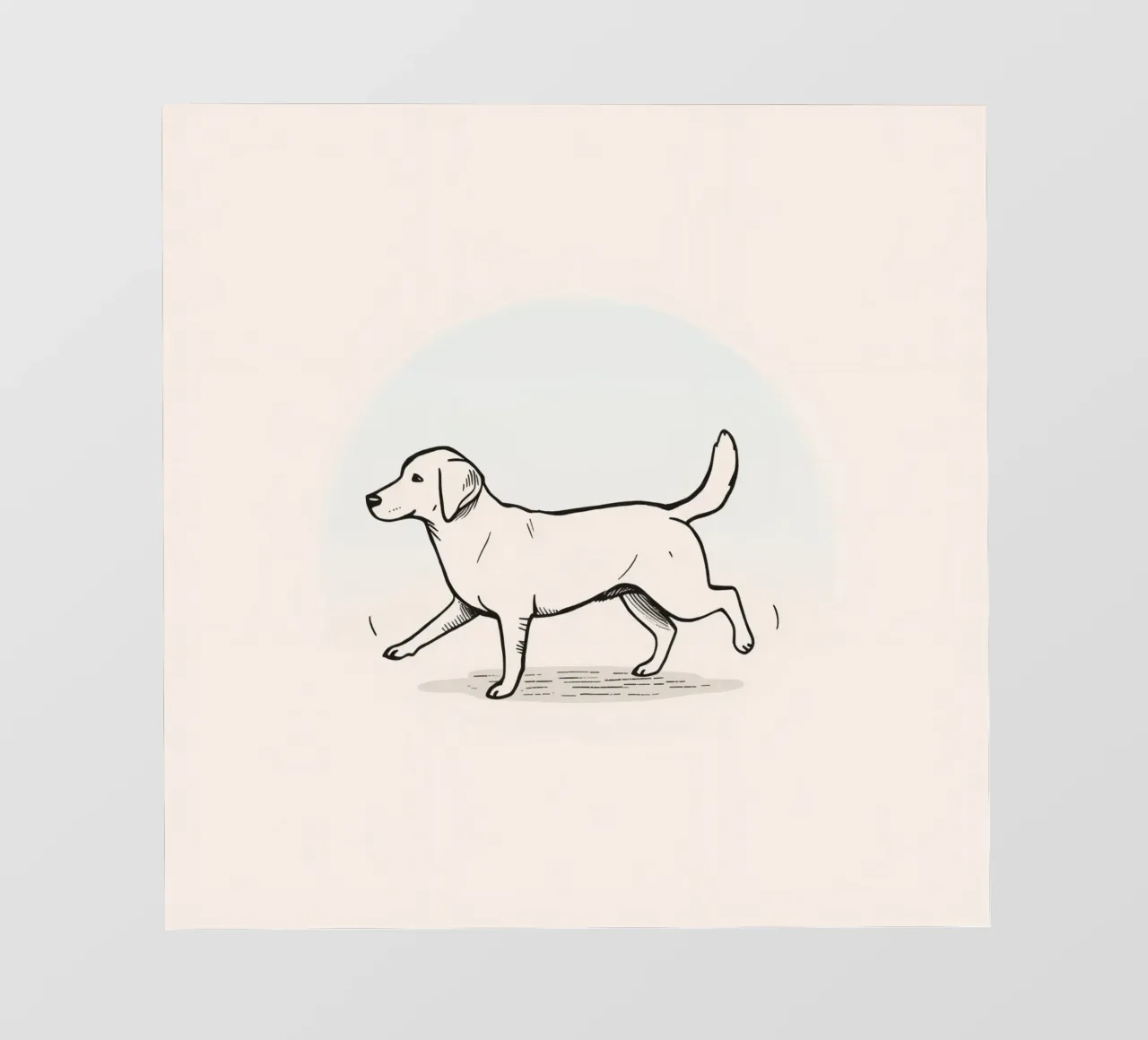 Cane che cammina su uno sfondo chiaro con una messa a fuoco morbida telo in pvc da DesignDoodle