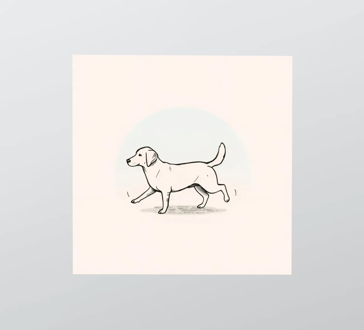 Chien marchant sur un fond clair avec une mise au point douce autocollant de DesignDoodle