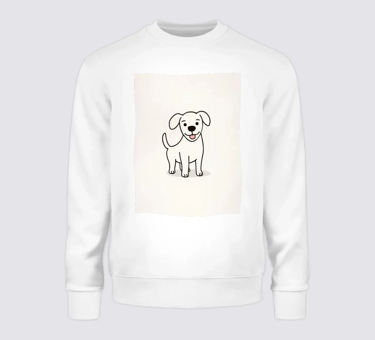 Lindo cachorro blanco de pie feliz sobre un fondo claro sudadera de DesignDoodle