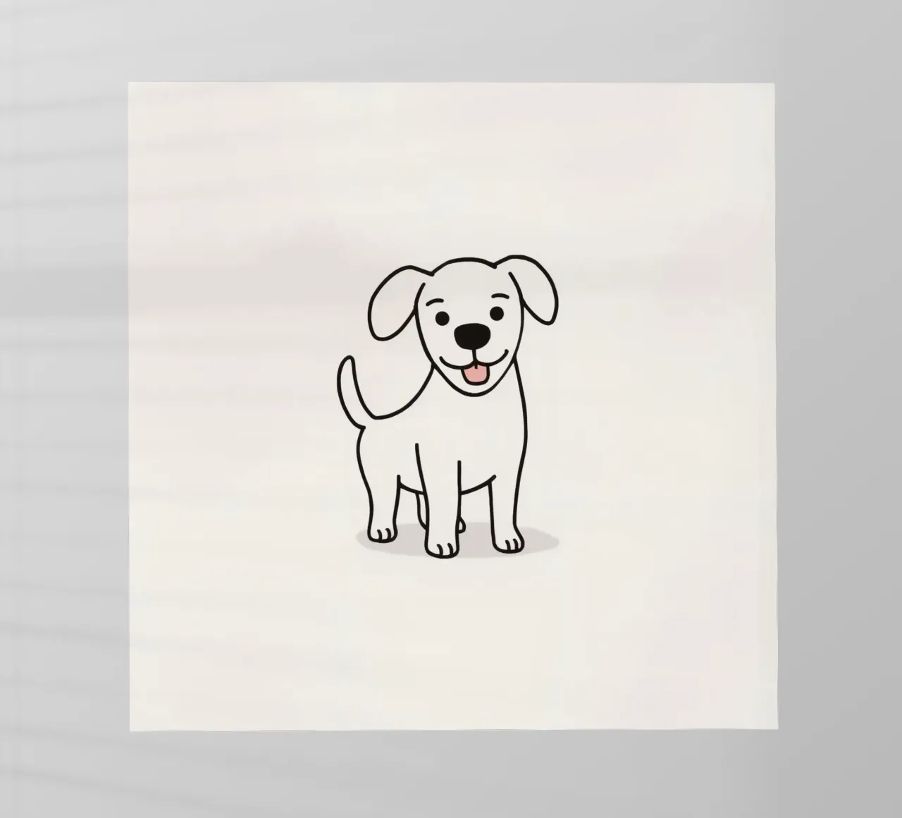 Carino cucciolo bianco in piedi felice su uno sfondo chiaro pellicola backlit da DesignDoodle