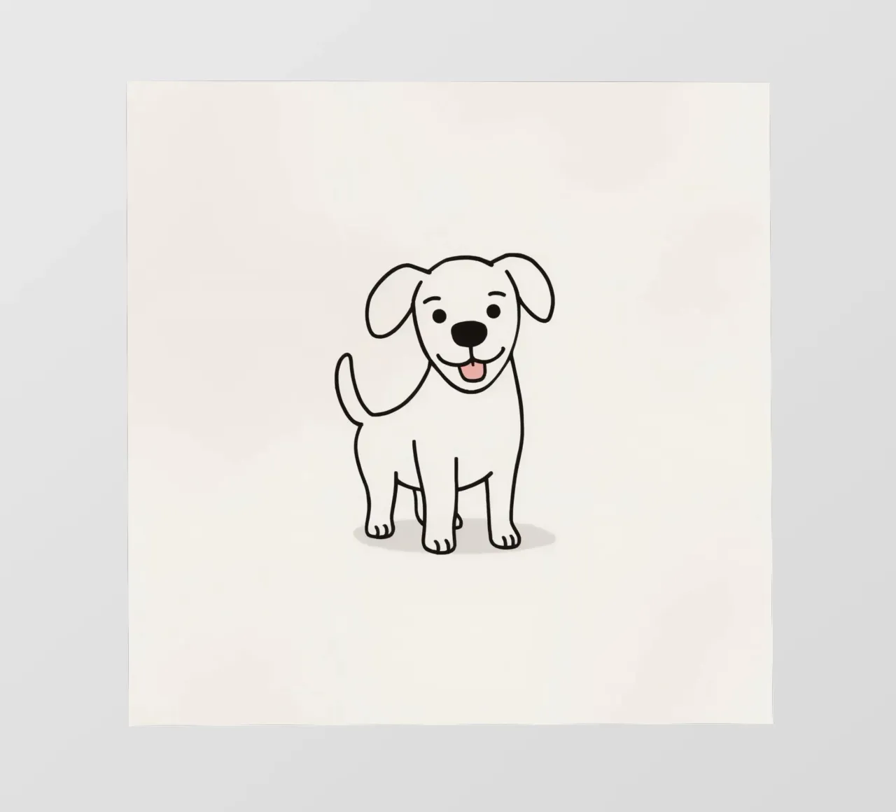 Carino cucciolo bianco in piedi felice su uno sfondo chiaro pellicola backlit da DesignDoodle