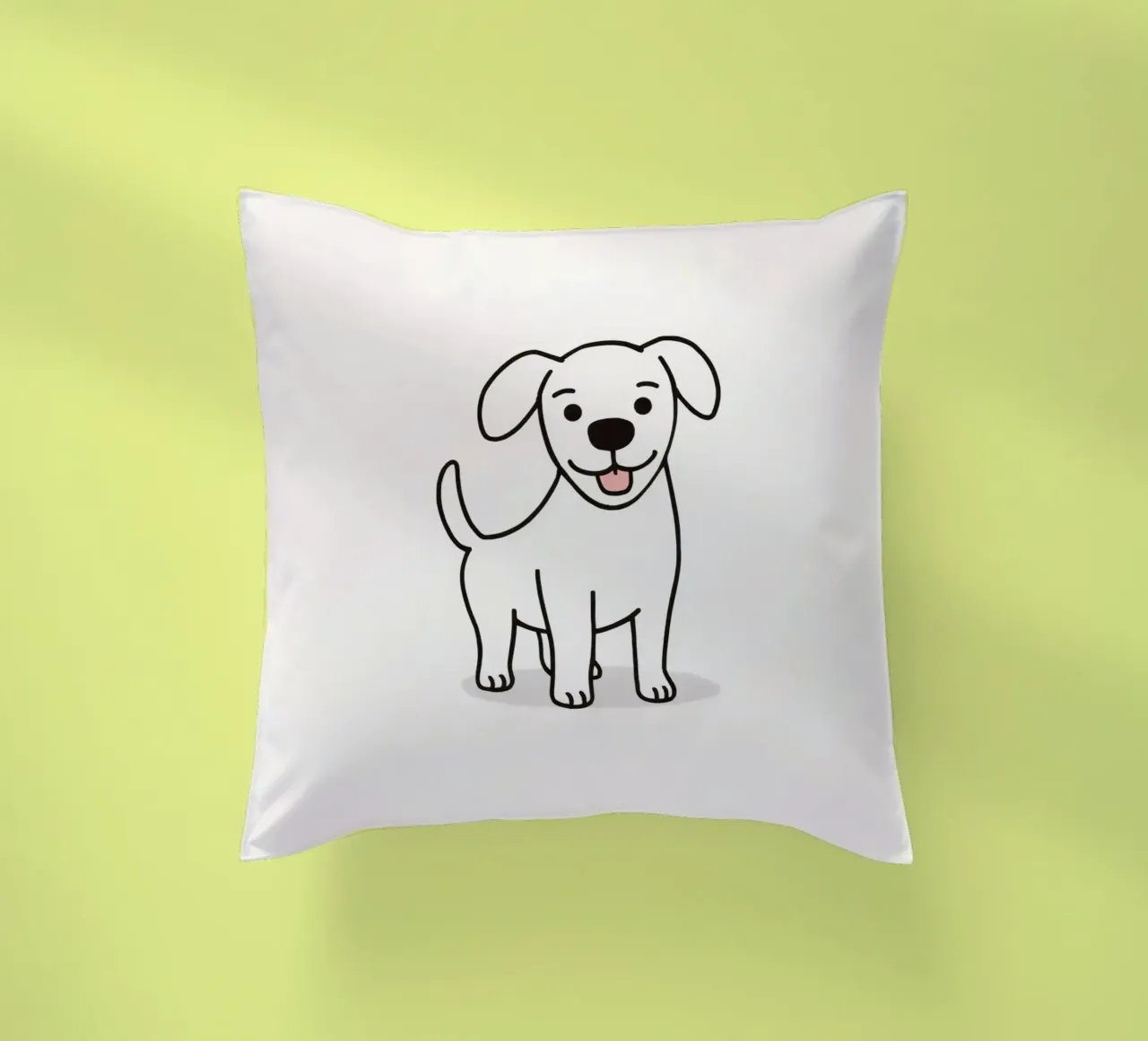 Lindo cachorro blanco de pie feliz sobre un fondo claro cojín de DesignDoodle