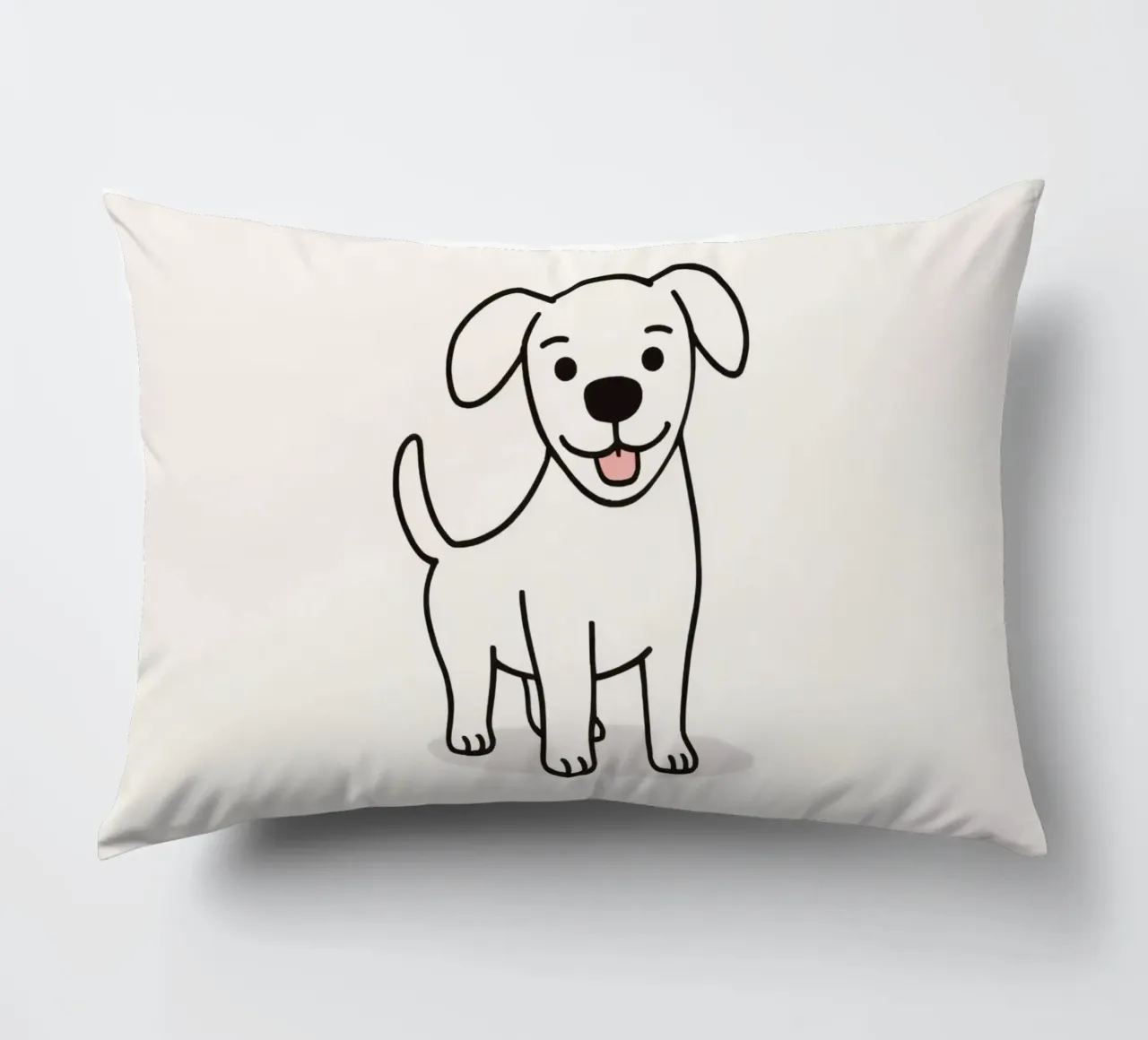Lindo cachorro blanco de pie feliz sobre un fondo claro cojín de DesignDoodle