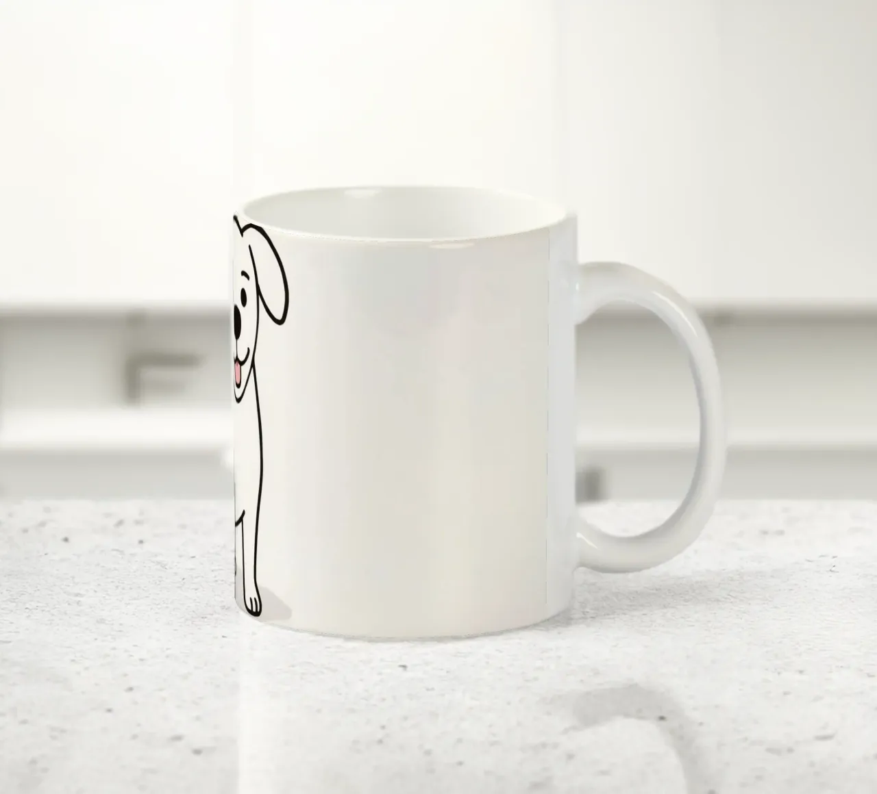 Carino cucciolo bianco in piedi felice su uno sfondo chiaro tazza in ceramica da DesignDoodle