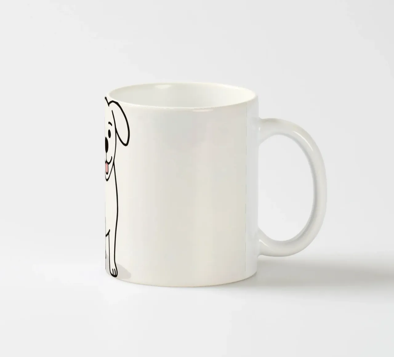 Carino cucciolo bianco in piedi felice su uno sfondo chiaro tazza in ceramica da DesignDoodle