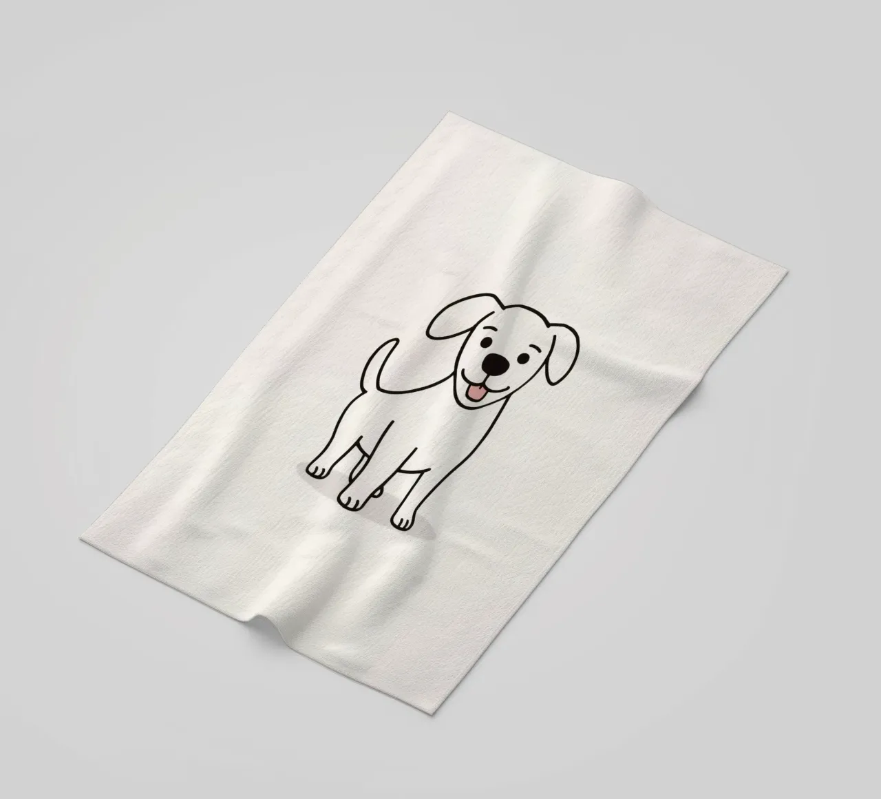 Carino cucciolo bianco in piedi felice su uno sfondo chiaro telo mare da DesignDoodle