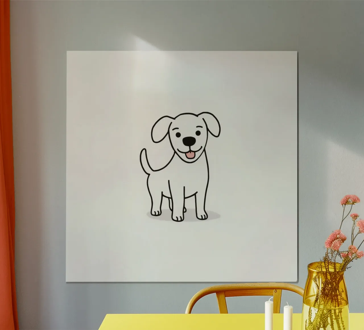 Carino cucciolo bianco in piedi felice su uno sfondo chiaro carta hahnemühle da DesignDoodle