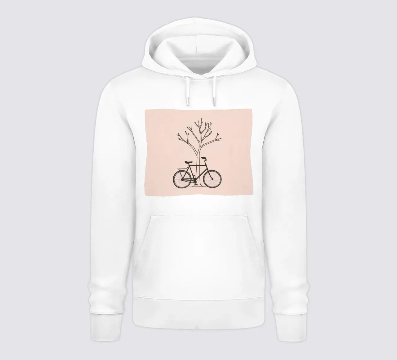 Bicicletta appoggiata a un albero spoglio su uno sfondo muto felpa con cappuccio da DesignDoodle