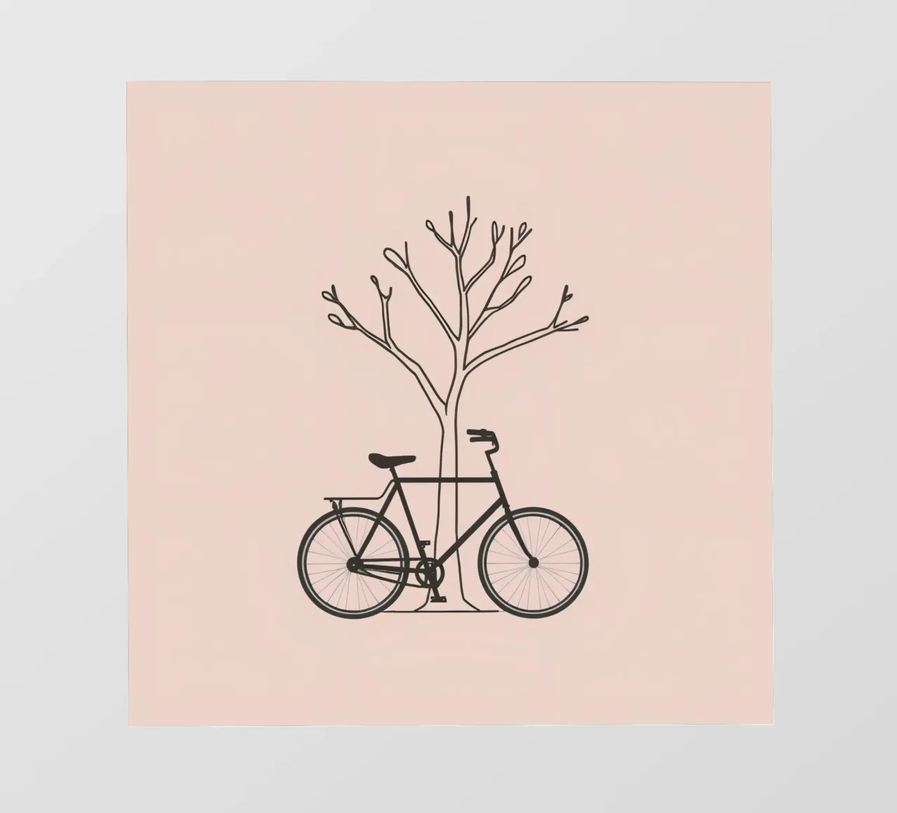 Bicicletta appoggiata a un albero spoglio su uno sfondo muto pellicola backlit da DesignDoodle