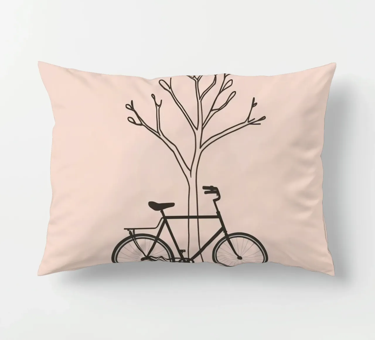 Bicicletta appoggiata a un albero spoglio su uno sfondo muto cuscino da DesignDoodle