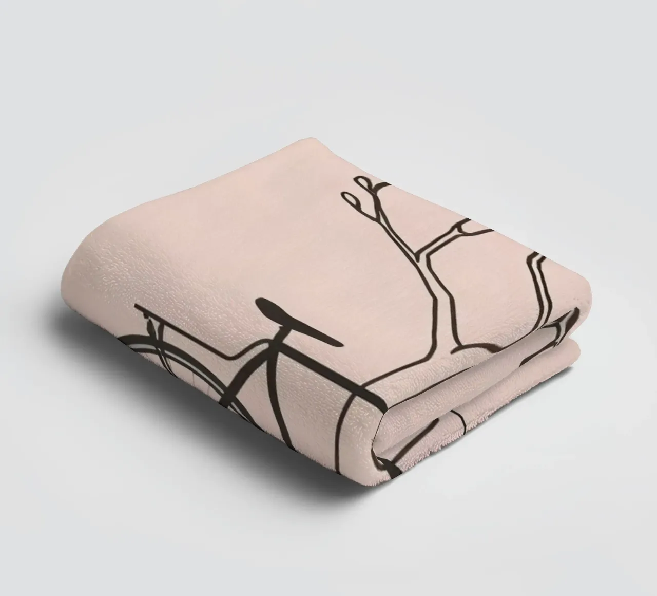 Bicycle leaning against a bare tree on a muted background towel by DesignDoodle