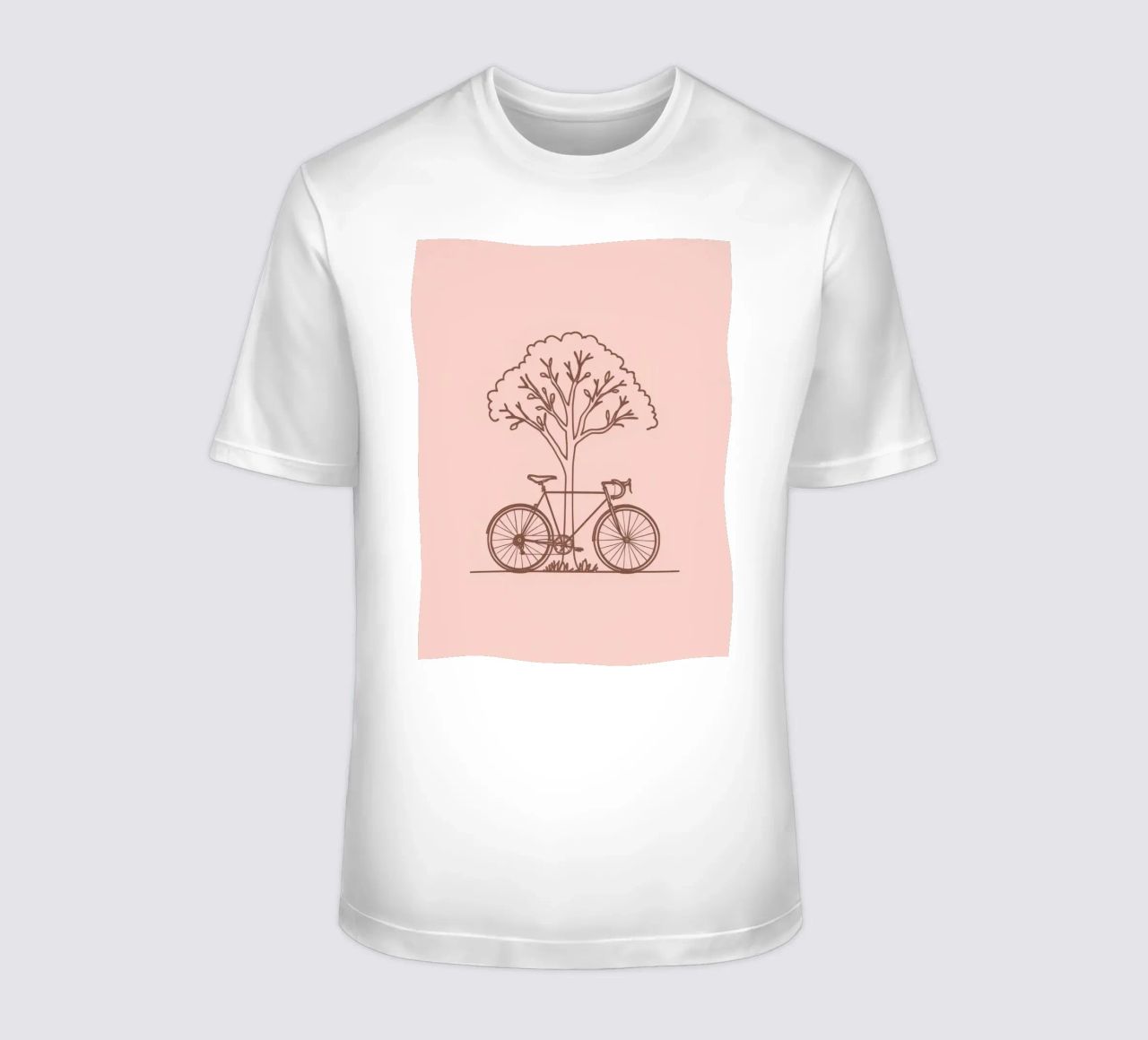 Bicicletta appoggiata ad un albero in un parco dal design semplice t-shirt da DesignDoodle