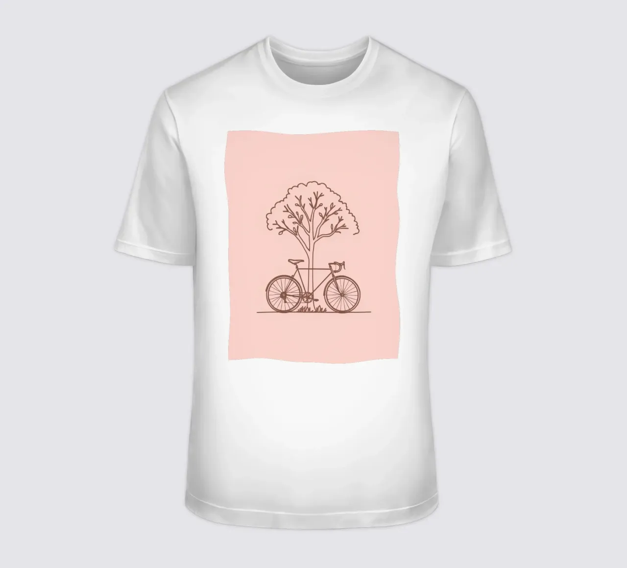 Bicicletta appoggiata ad un albero in un parco dal design semplice t-shirt da DesignDoodle