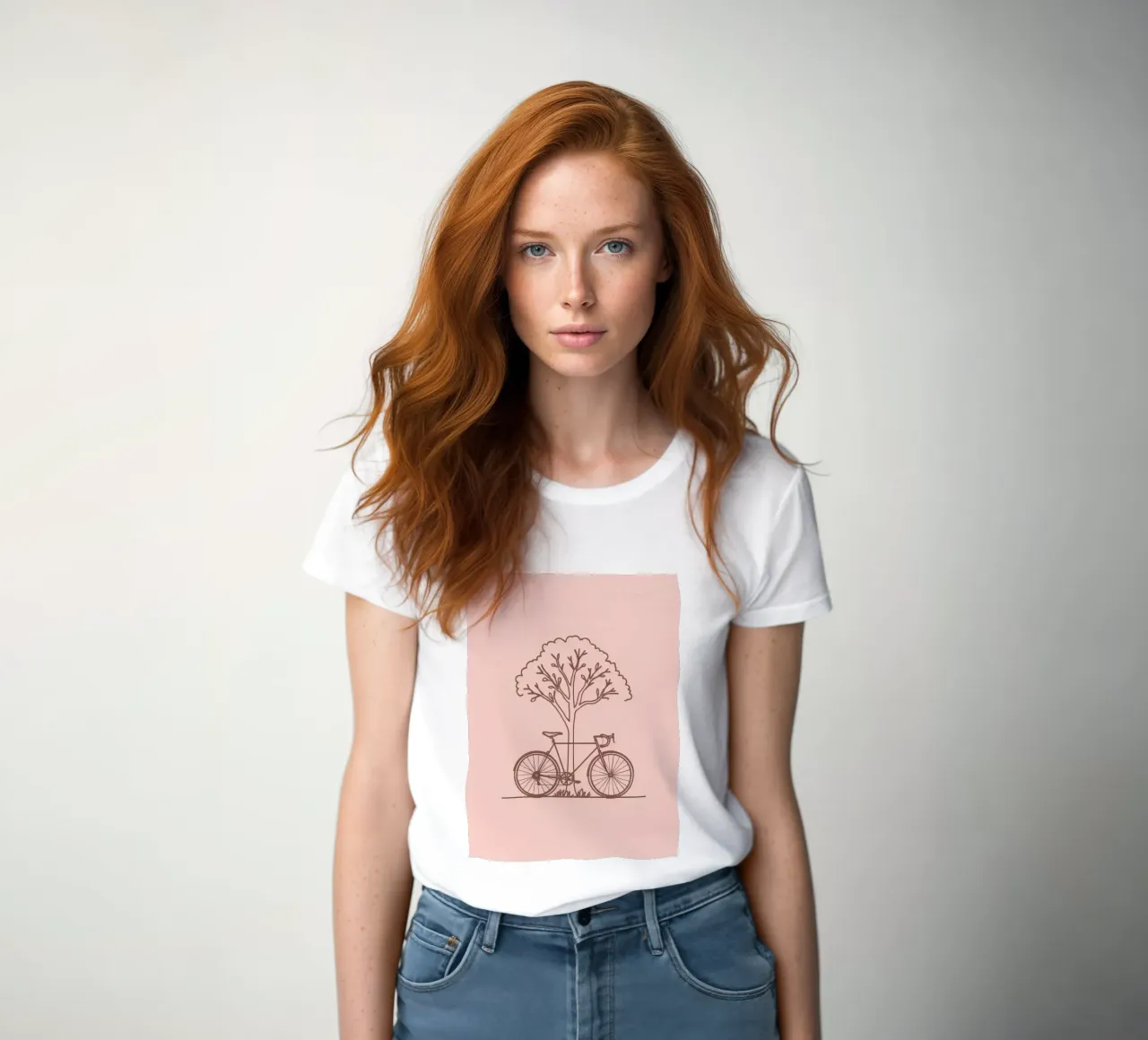 Bicicletta appoggiata ad un albero in un parco dal design semplice t-shirt da donna da DesignDoodle