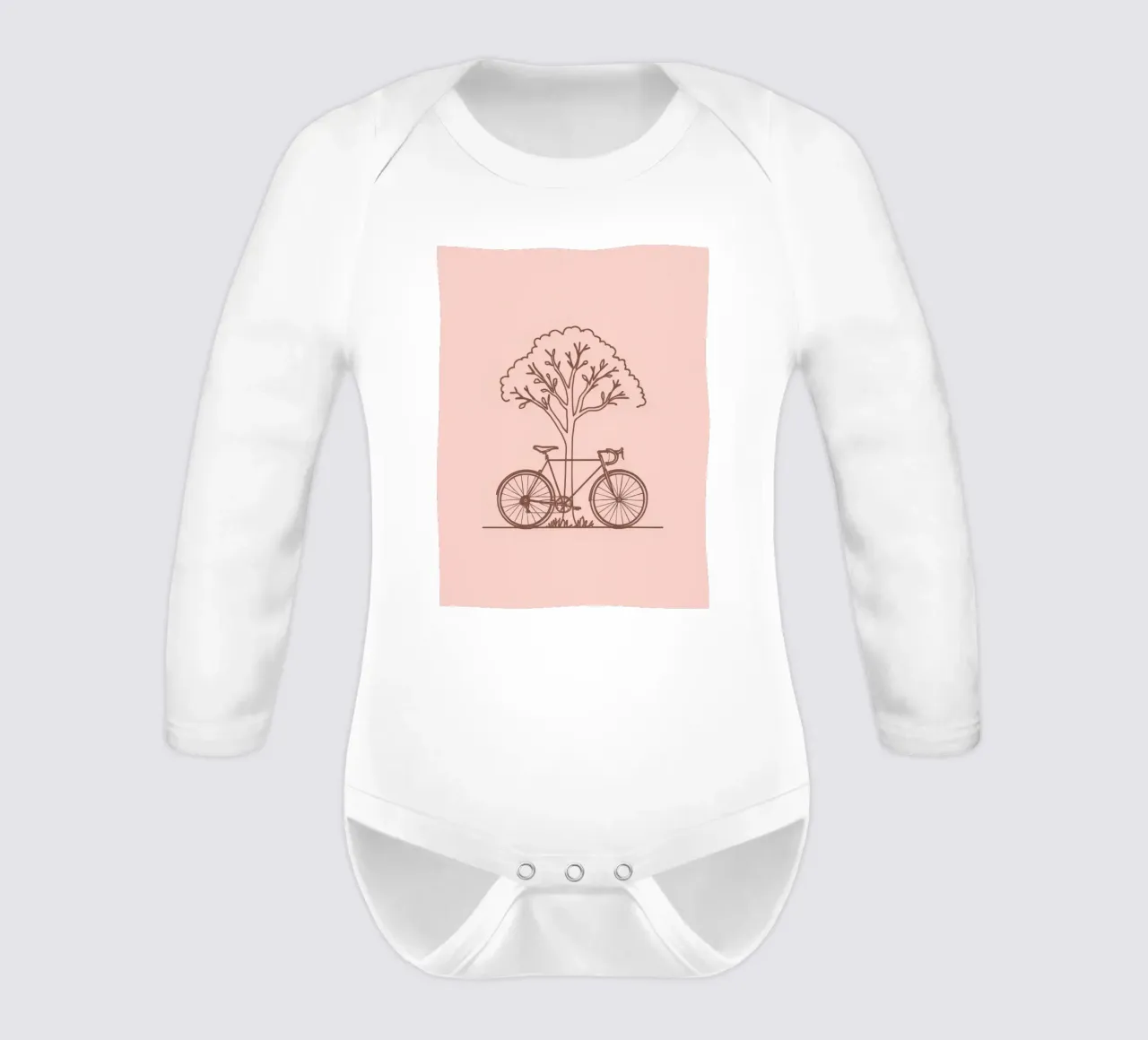 Bicicletta appoggiata ad un albero in un parco dal design semplice body neonato maniche lunghe da DesignDoodle