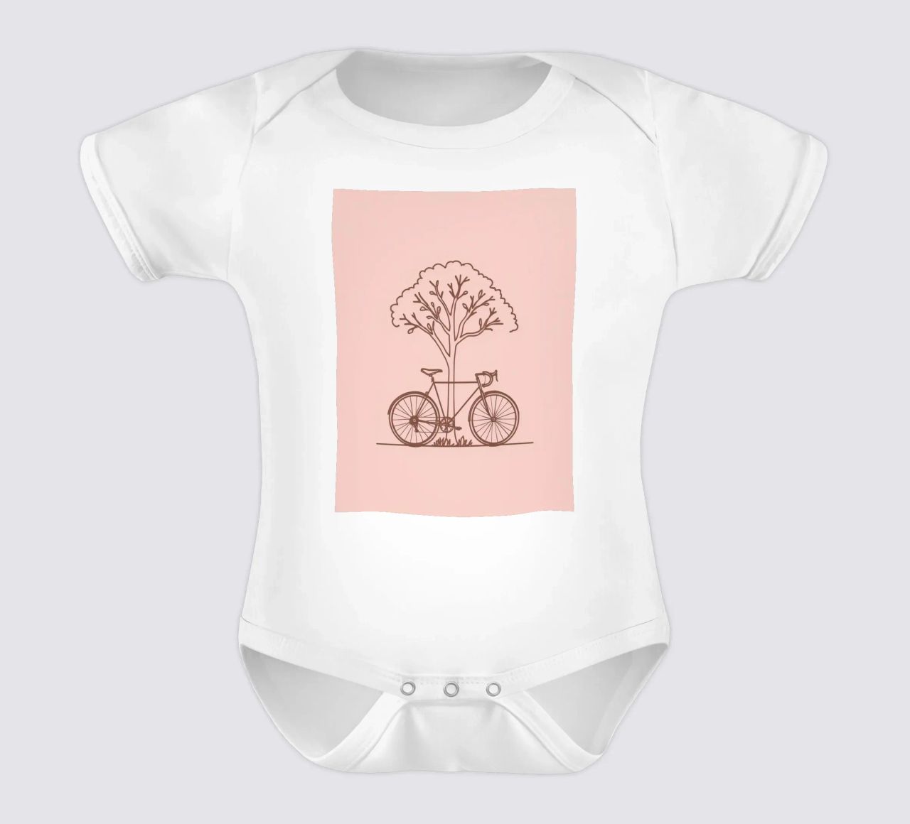 Bicicletta appoggiata ad un albero in un parco dal design semplice body neonato maniche corte da DesignDoodle